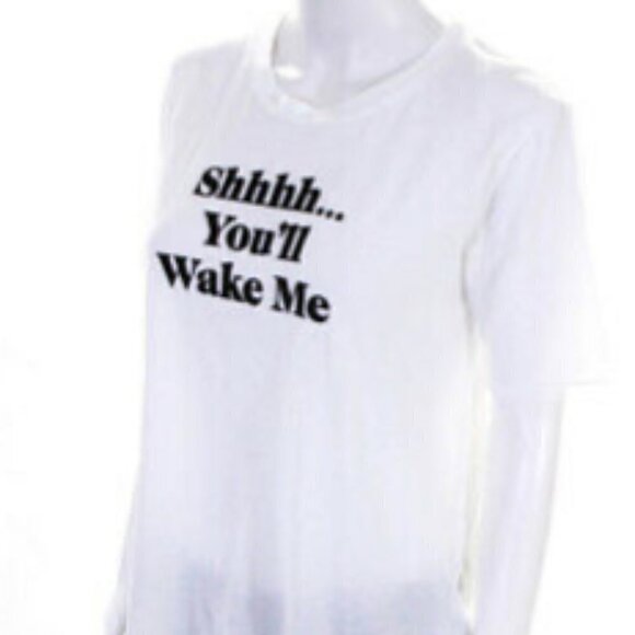 Wildfox Shh You'll Wake Me Graphic T Shirt White M - Picture 5 of 8